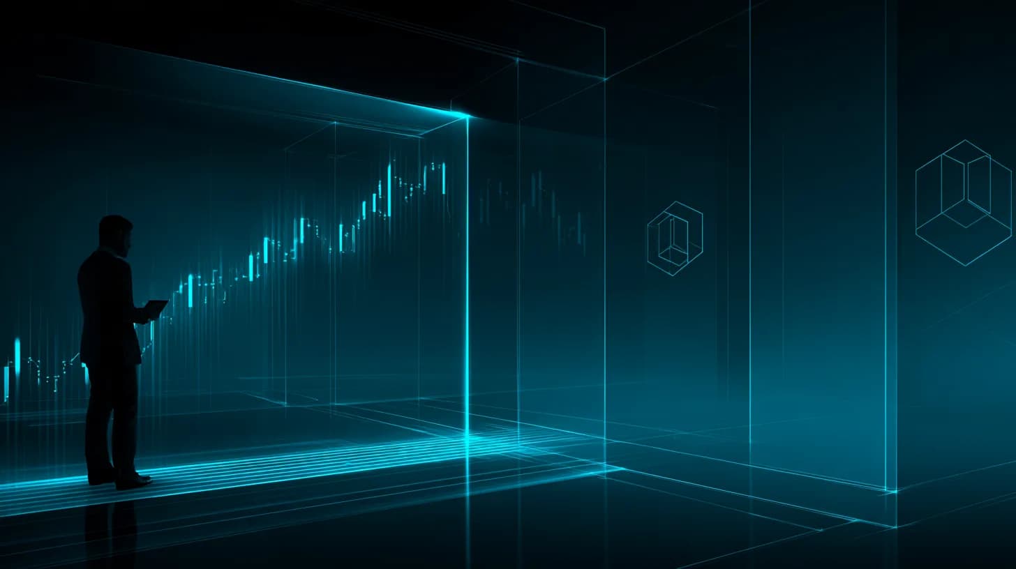 Trading floor monitor showing BTC breaking $80,000 with ETH and SOL price panels in muted Bloomberg-style editorial…
