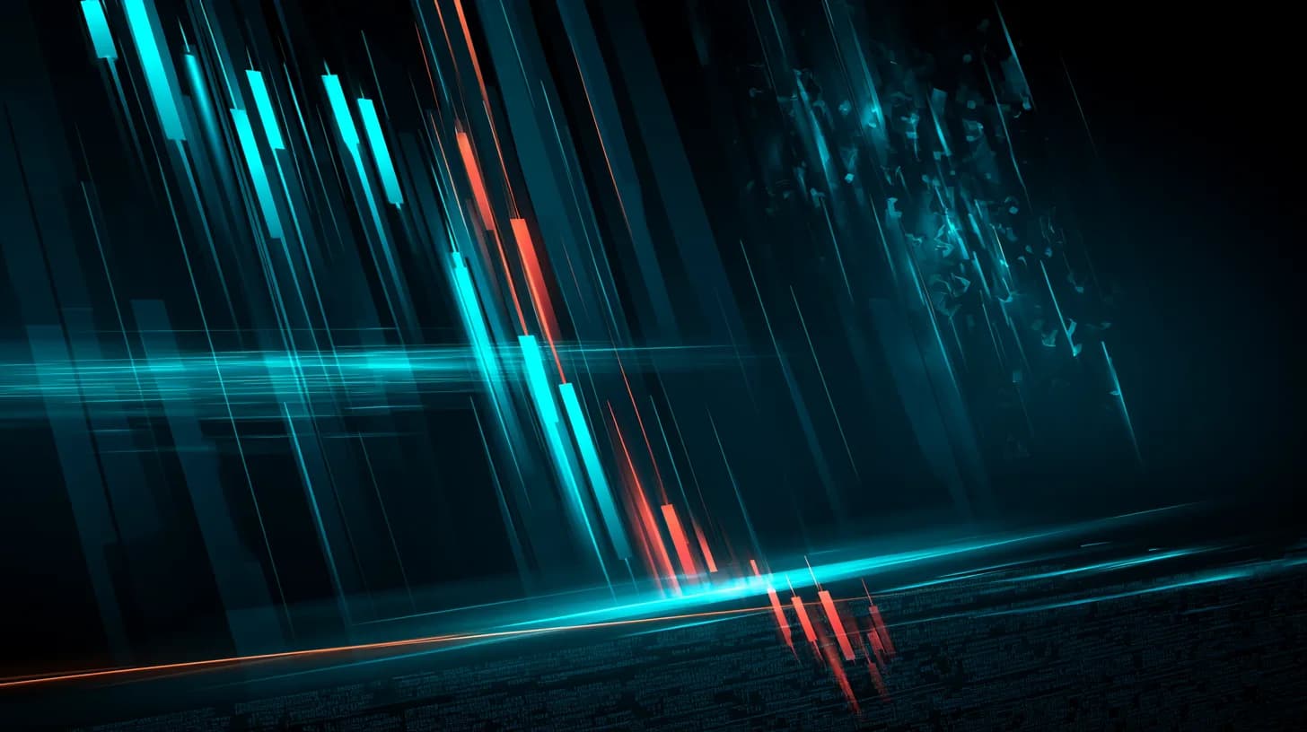 Bitcoin price chart breaking key support with red liquidation candles cascading down against a dark financial newsroom…