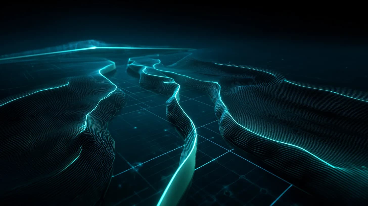 Two liquidity rivers merging at a glowing bridge, illustrating Aave's first cross-chain deployment to Solana via Sunrise