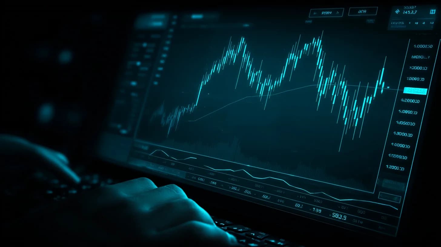 Bitcoin candlestick chart on a trading terminal showing a wick to $75,666 ahead of the FOMC meeting