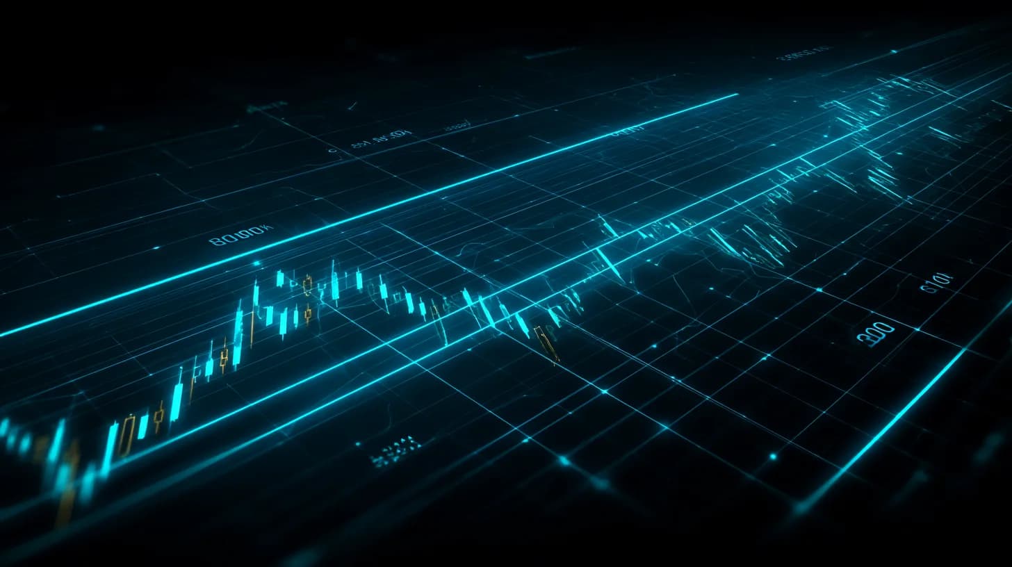 Bitcoin candlestick chart testing horizontal resistance band near the 80000 dollar level on dark background