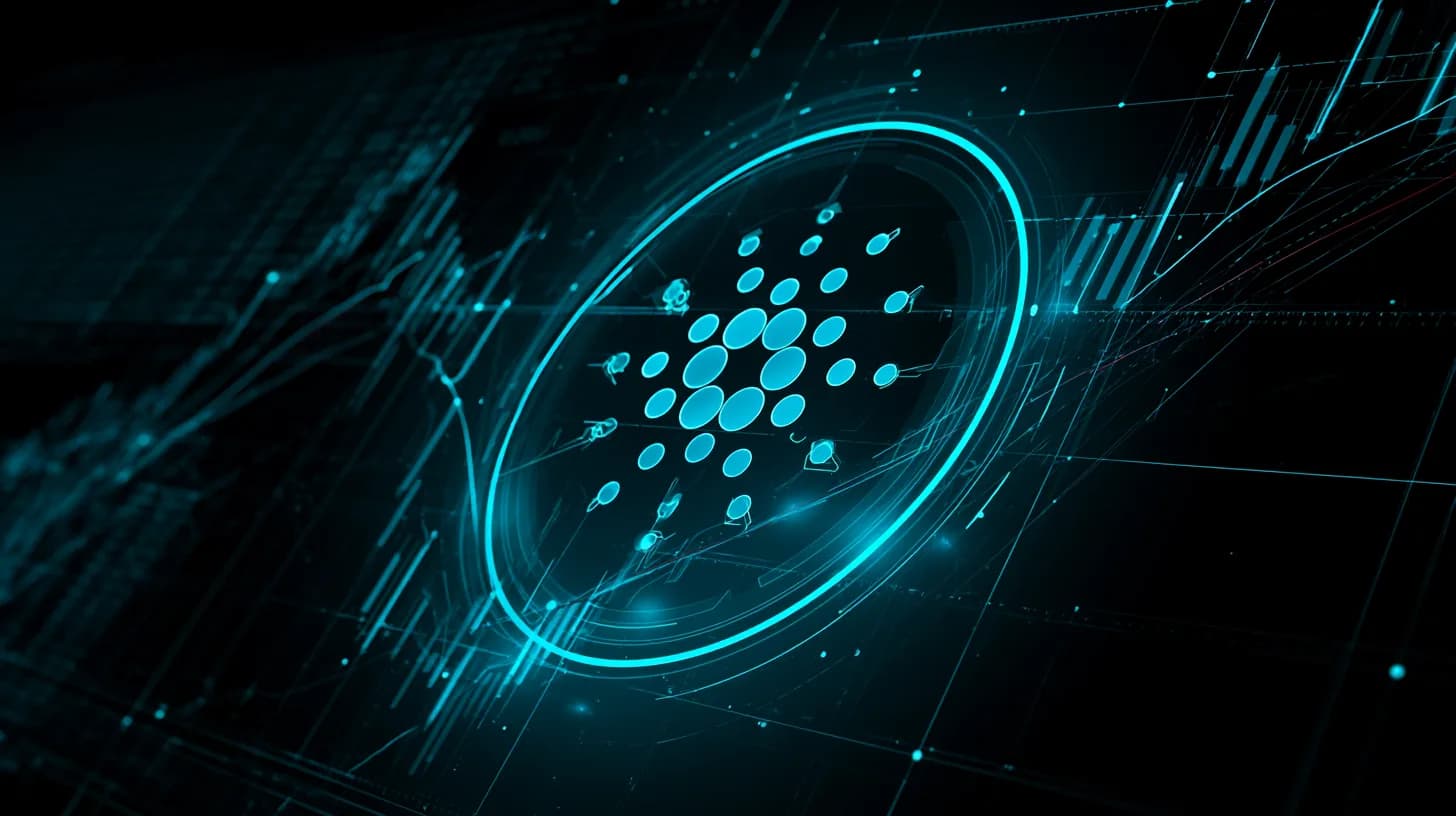Cardano ADA daily chart showing consolidation around $0.25 with a 50/200 day moving average death cross.