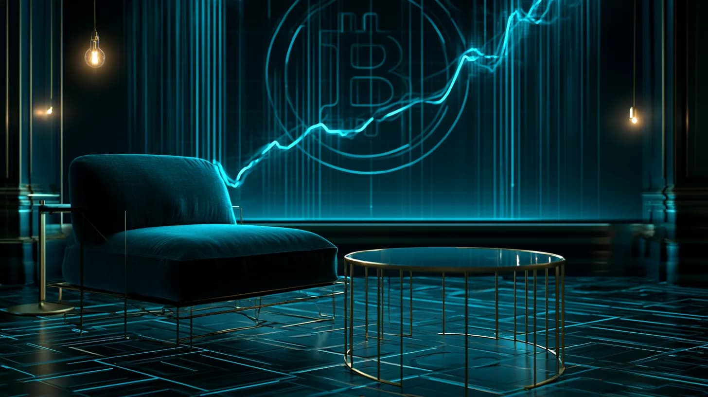 TV studio set with Bitcoin chart and $1.25M target overlay