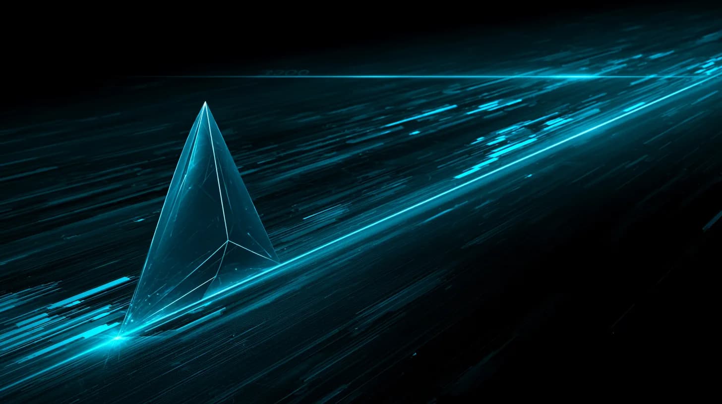 Ethereum logo sitting on an ascending long-term trendline with a $3,000 level marked above on a dark trading chart