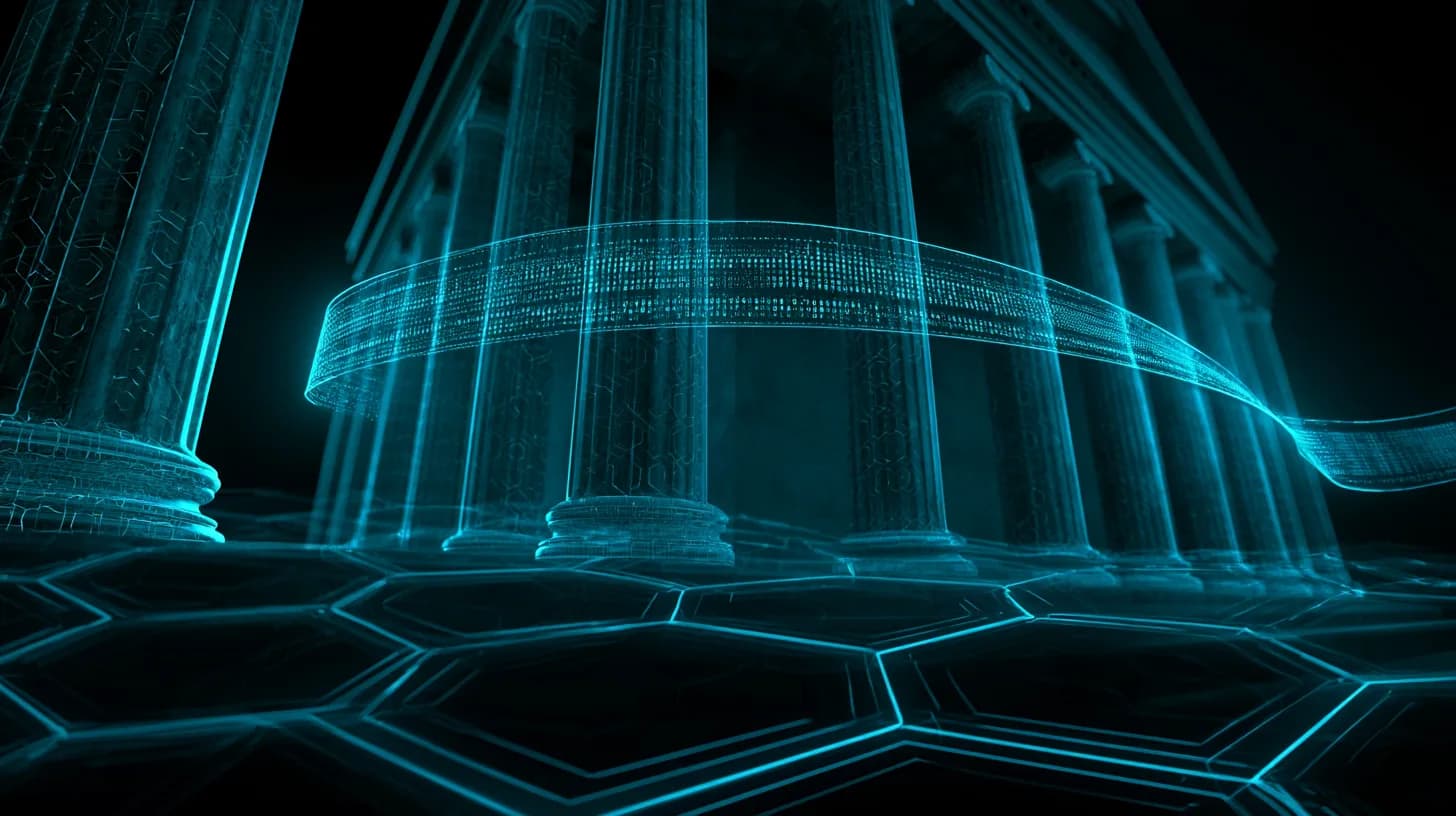 Digital stock ticker wrapping a stylized SEC building, illustrating tokenized equities regulation