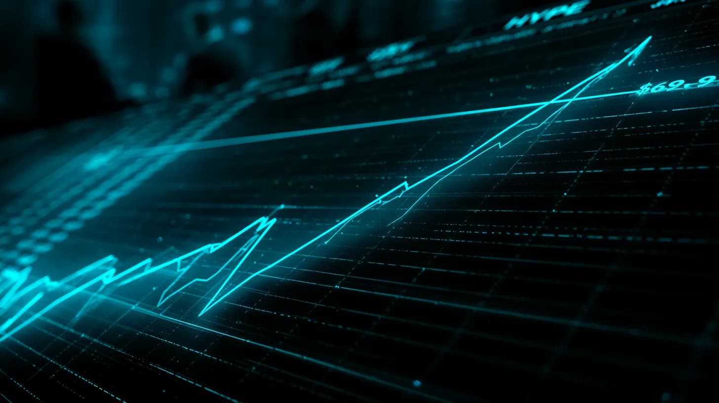 Trading terminal showing HYPE breakout to $69.97 all-time high
