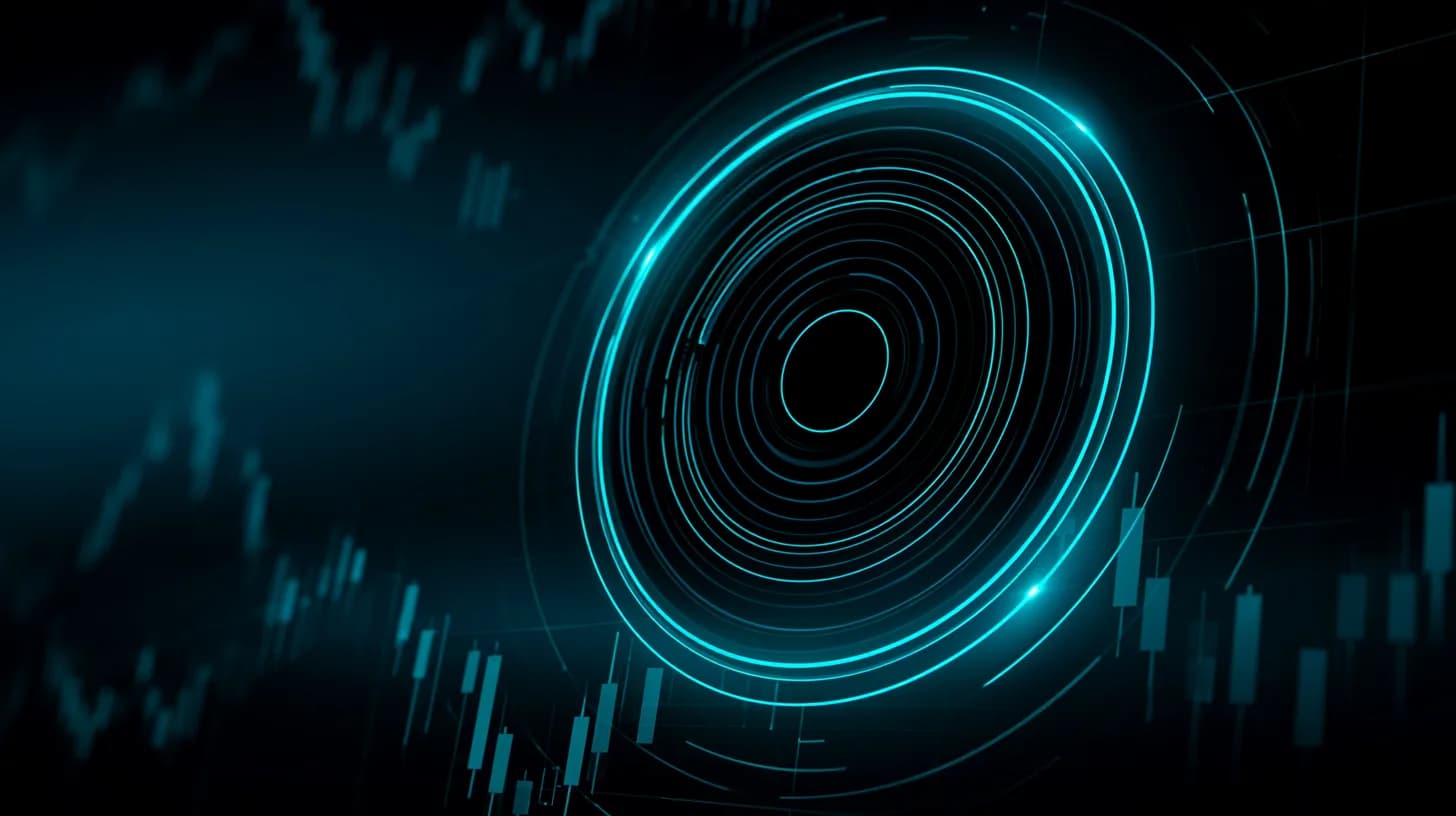 Ondo Finance ONDO token symbol over a downward sloping crypto price chart on a dark navy background