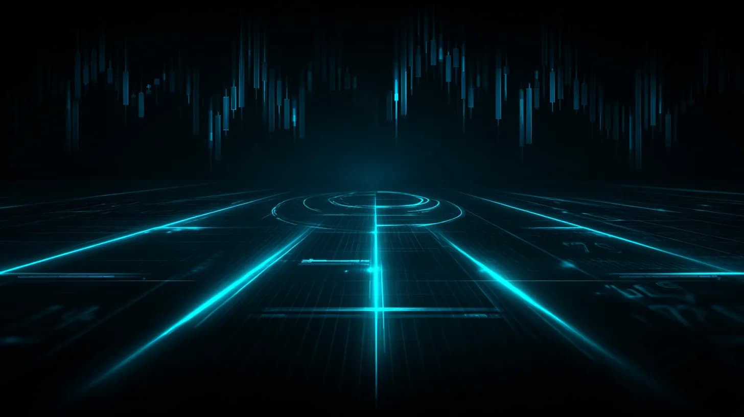 Vault door releasing streams of glowing tokens onto a trading floor with a May calendar in the background