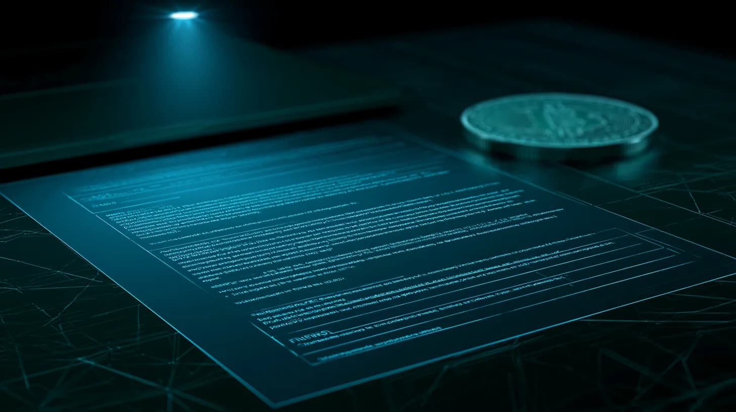 SEC filing document on dark desk with blurred Bitcoin coin in background, signaling ETF withdrawal