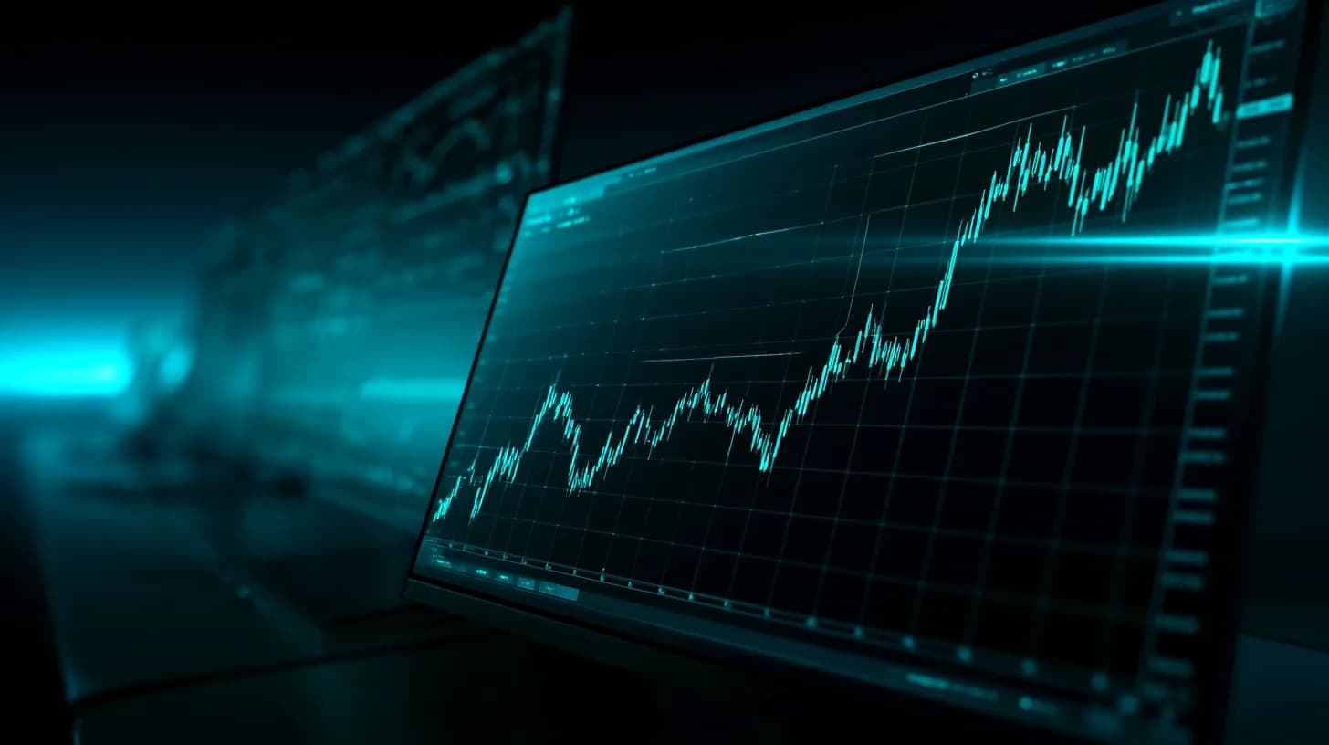 Trading screen showing a sharp ZEC price uptrend in green candles against a dark newsroom backdrop