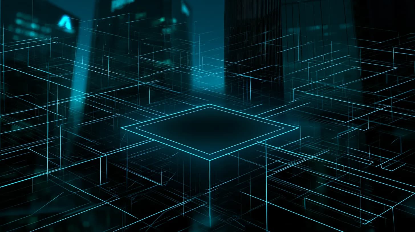 Wall Street skyline at dusk with neural network overlay representing Anthropic IPO led by Morgan Stanley, Goldman, JPMorgan