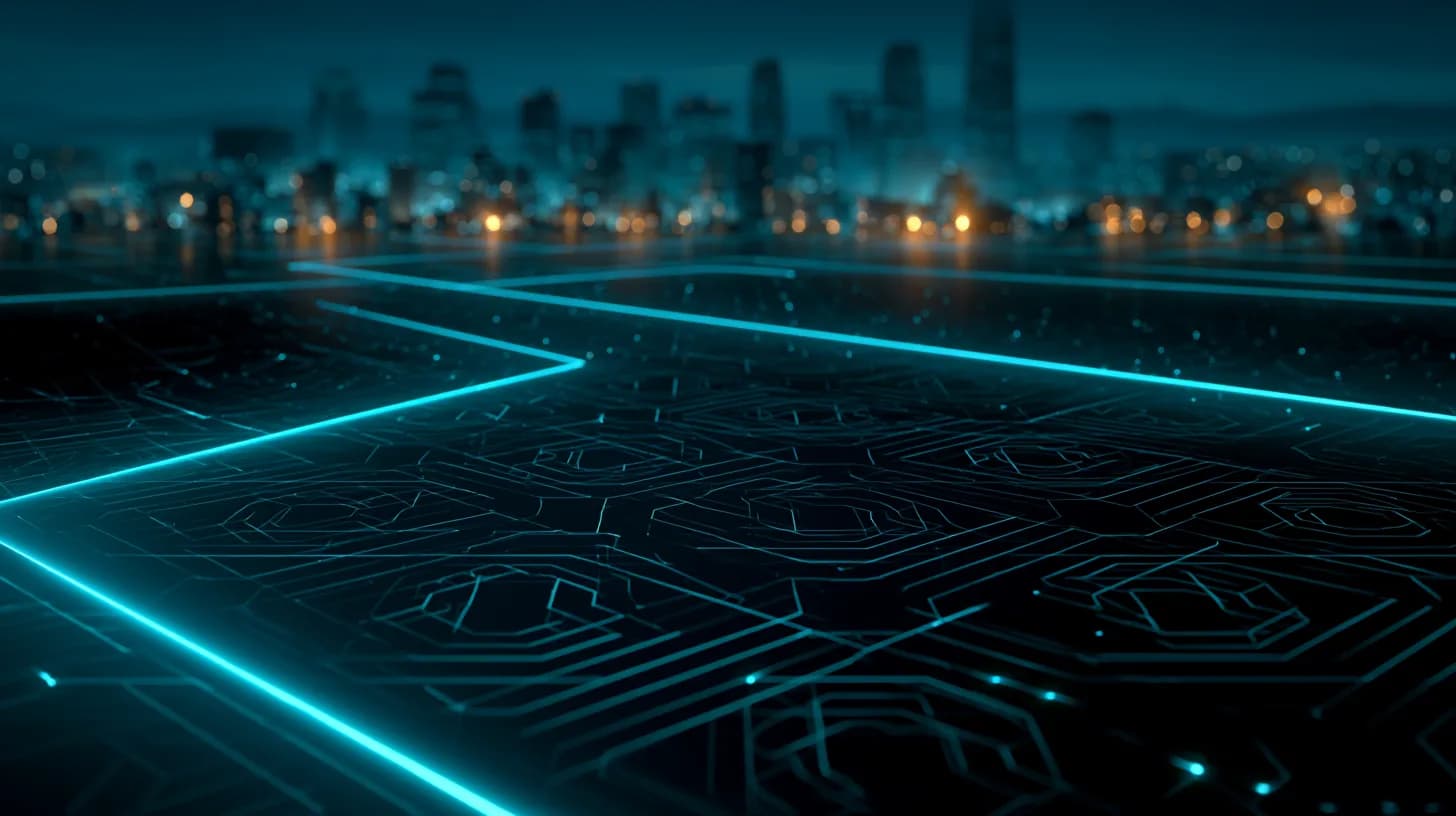 Stylised silicon wafer over a US factory skyline, illustrating the Apple-Intel domestic chip initiative