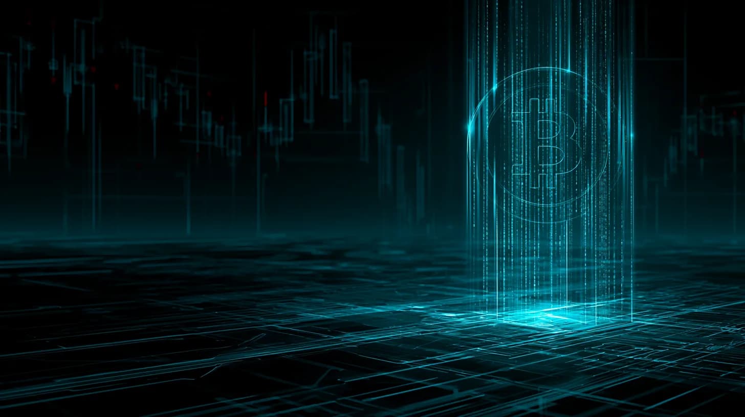 Bitcoin coin flowing into exchange vault as empty ETF baskets show outflows, dark editorial illustration