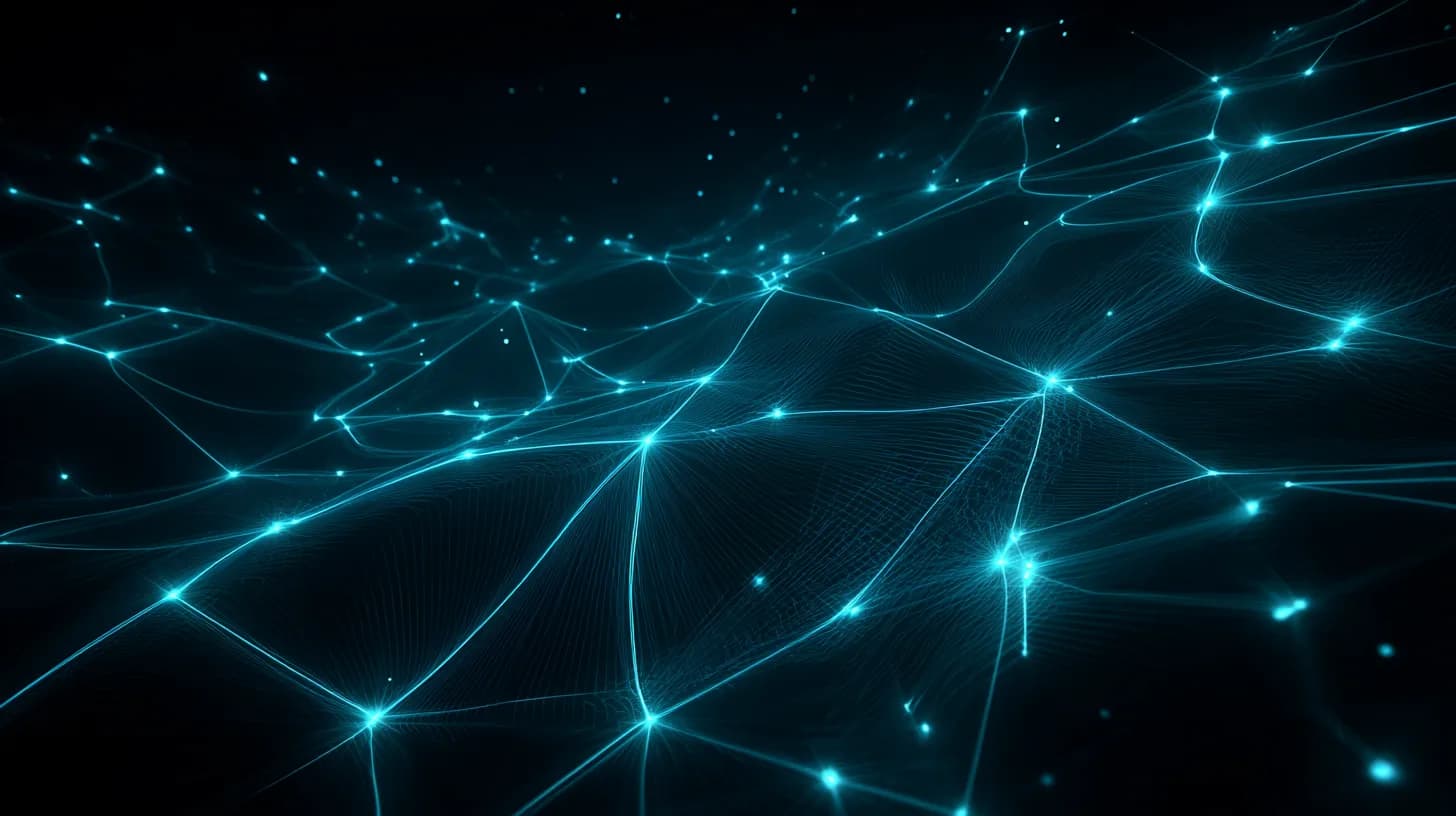 Dense network of glowing nodes representing 150,000 AI agents deployed on BNB Chain