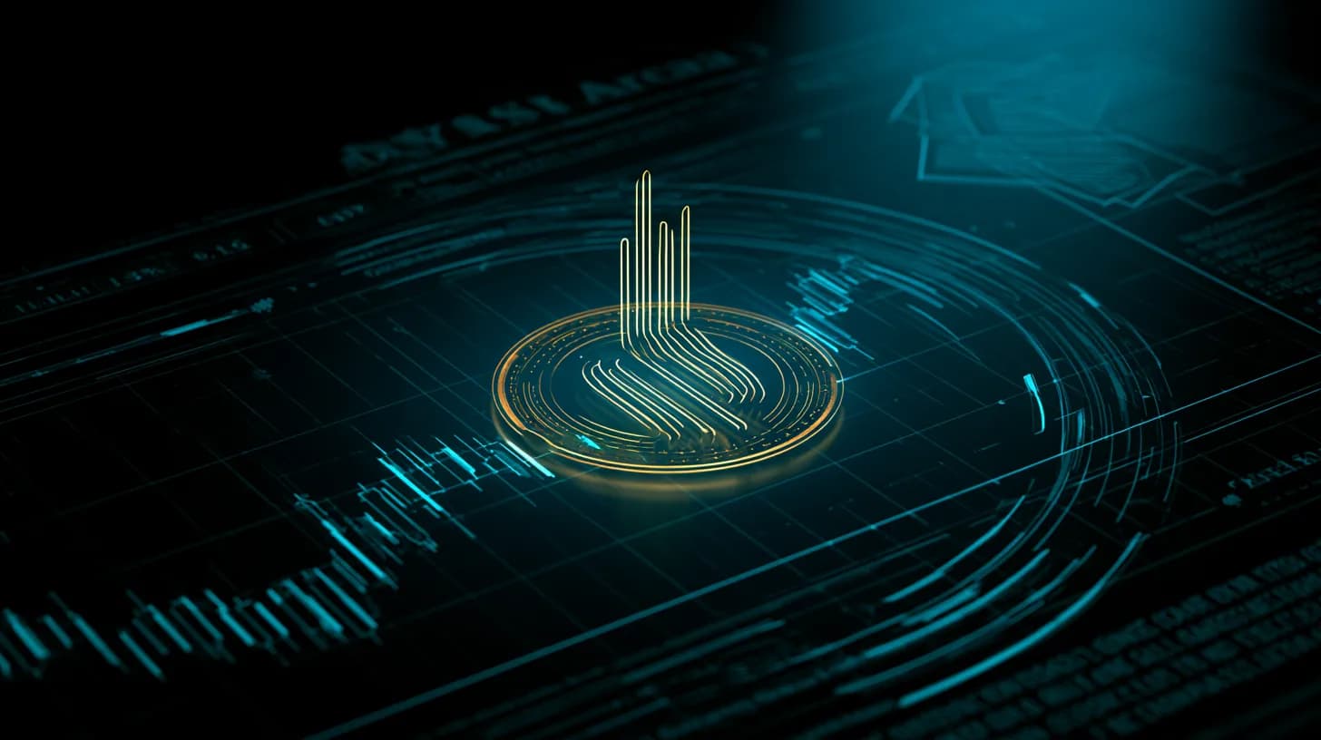 Stylized BNB token over a rising candlestick chart with faint NYSE Arca and SEC document motifs in the background