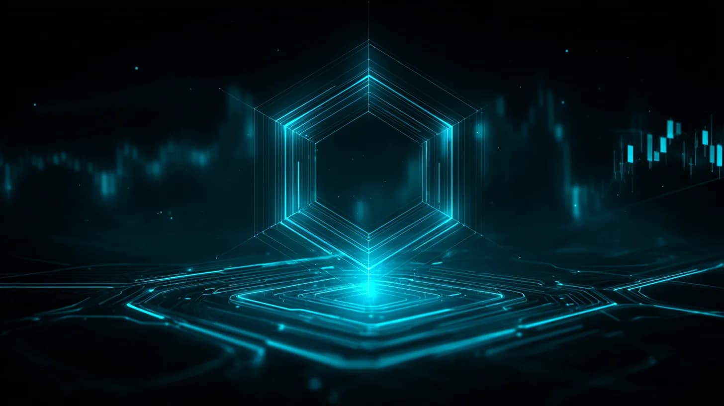 Chainlink LINK logo above a stylized exchange outflow visualization with a flat candlestick chart in the background
