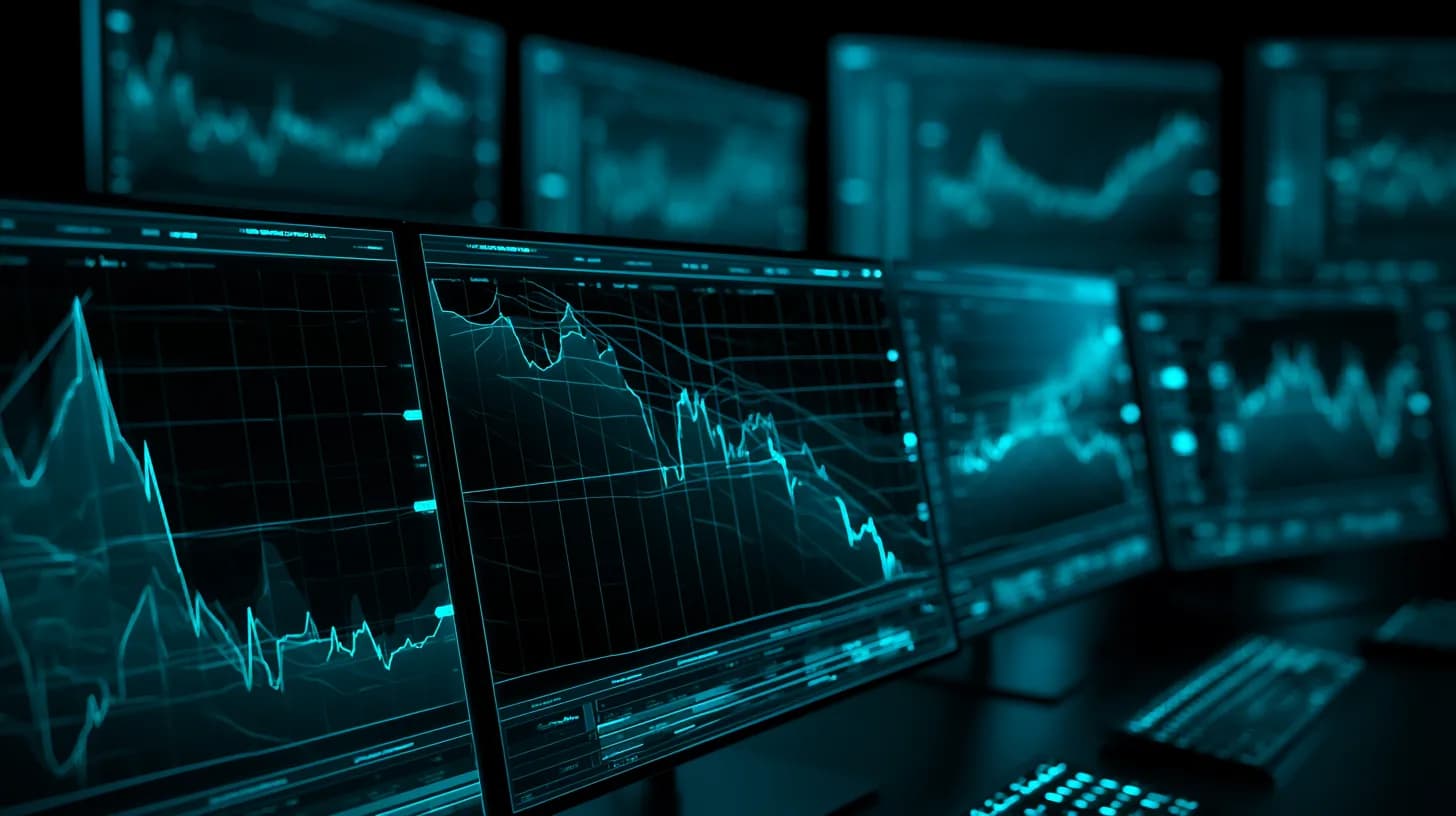 Ethereum price chart on a trading monitor showing a break below the $1,700 support level