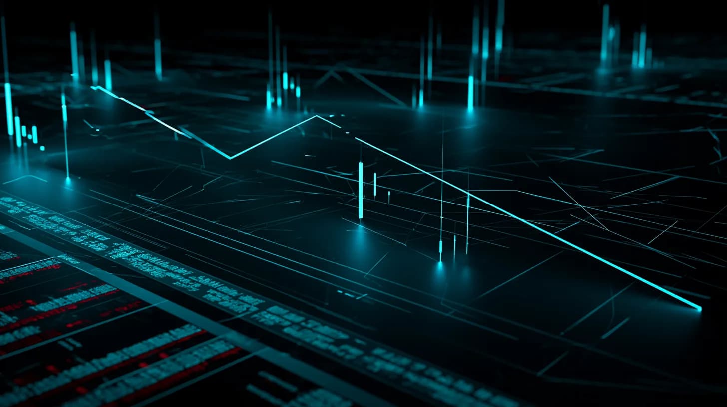 Ethereum price chart on a trading floor display showing a breakdown below resistance with red ETF outflow figures scrolling…