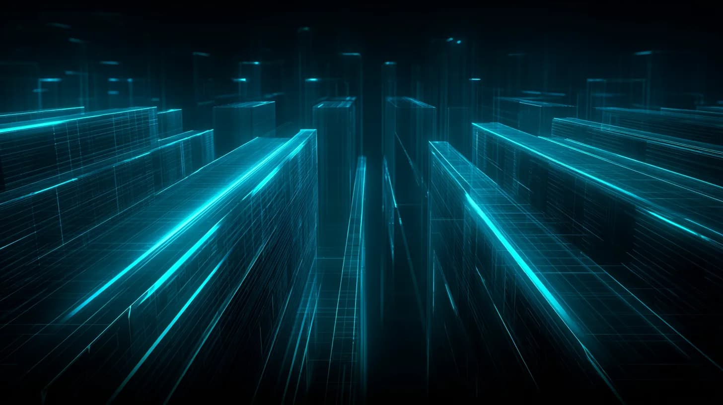 Futuristic AI server rack glowing in a dark data center, illustrating Majestic Labs Prometheus launch