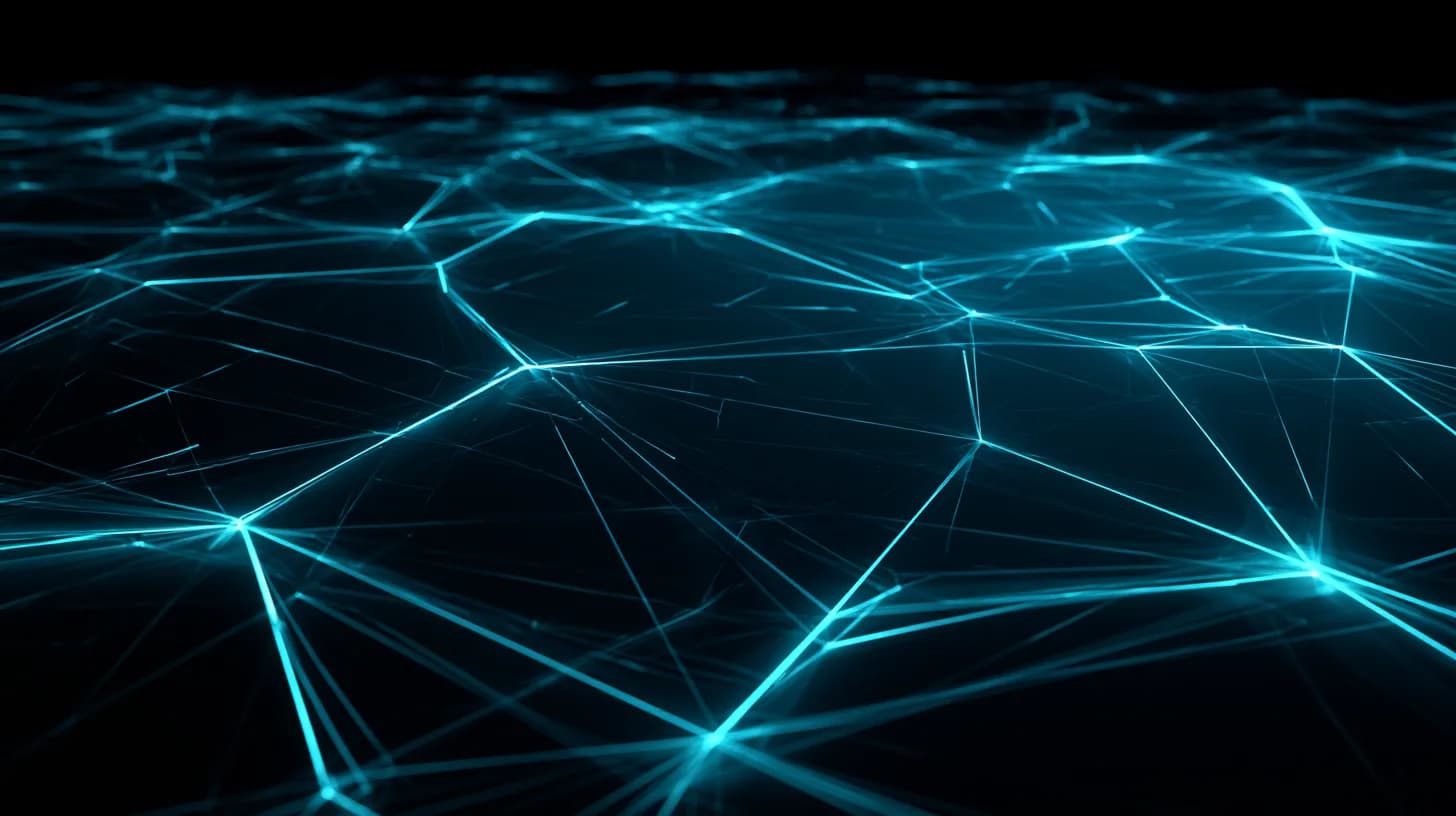 Abstract identity tokens dissolving into a neural compute mesh against a dark editorial backdrop.