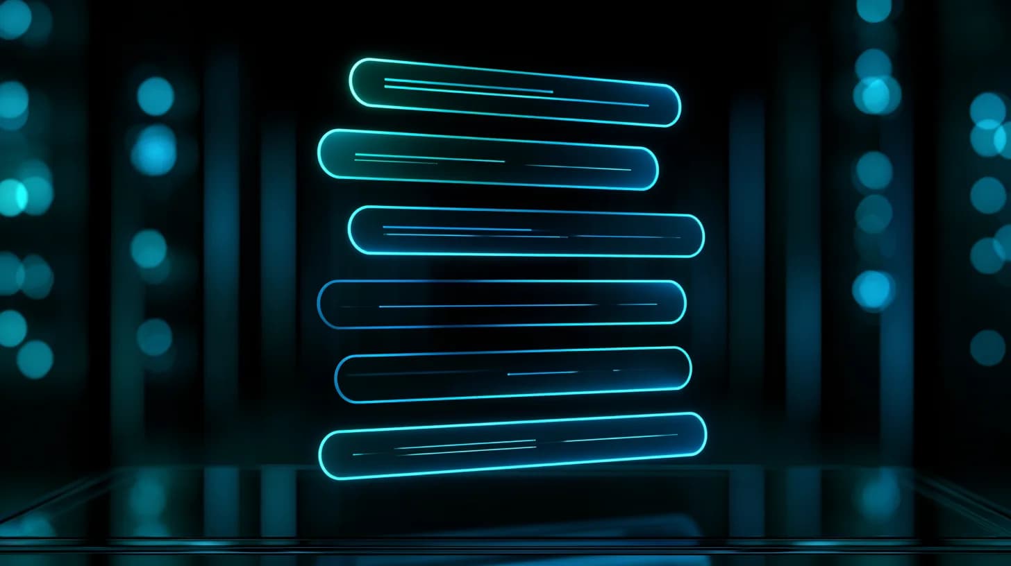 ChatGPT interface showing a vertical stack of six glowing response-tier selector bars on a dark background