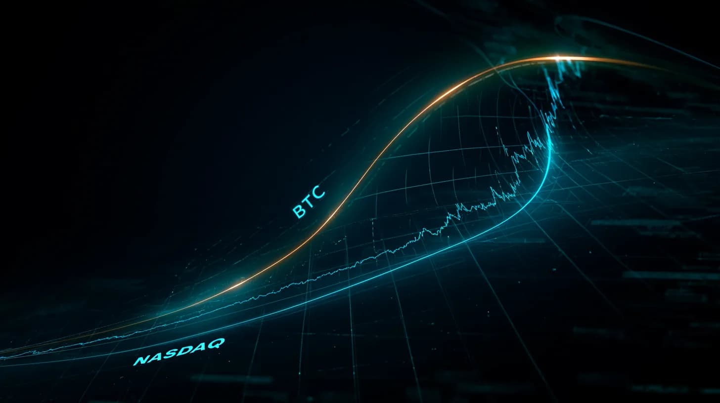 Line chart showing Bitcoin outperforming the Nasdaq since the November 2022 low