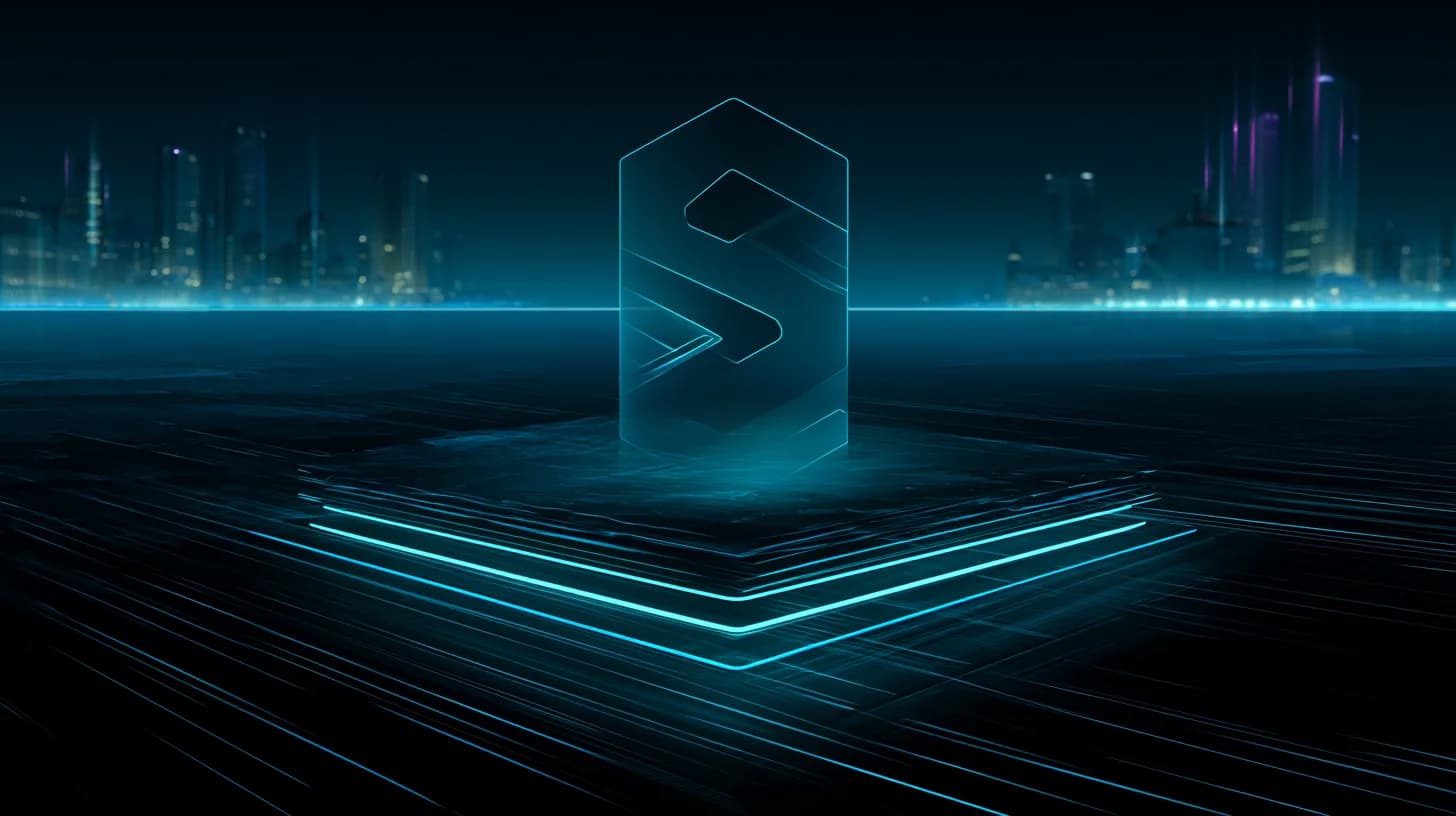 Stylized Solana logo on thinning ice with distant institutional skyline, representing the gap between institutional…