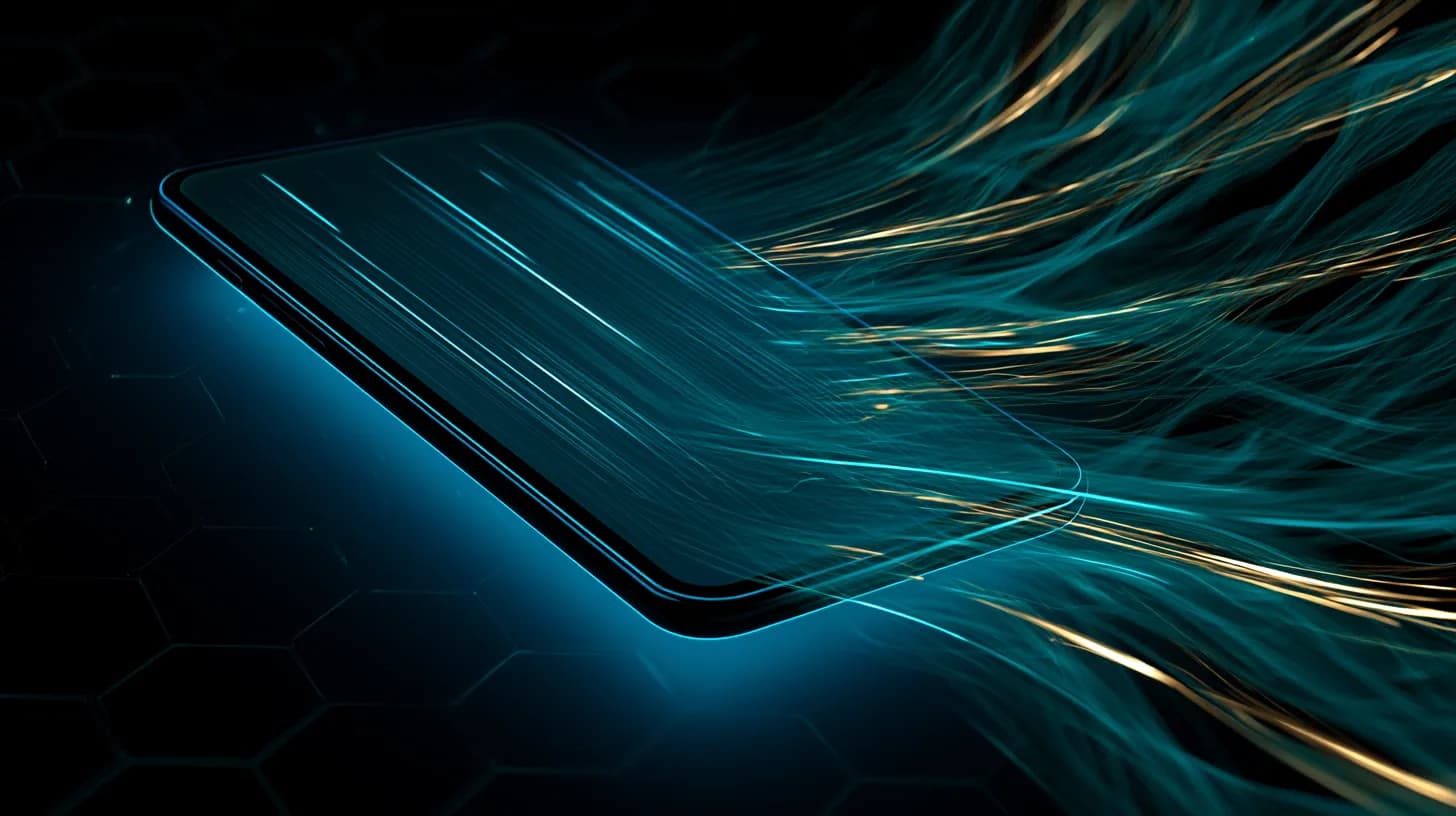 Illustration of a mobile wallet streaming payments to autonomous AI agents over a blockchain grid