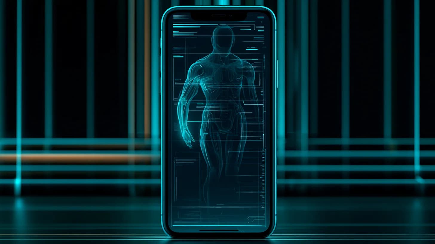 AI agent silhouette signing a transaction inside a crypto wallet on a smartphone at a conference
