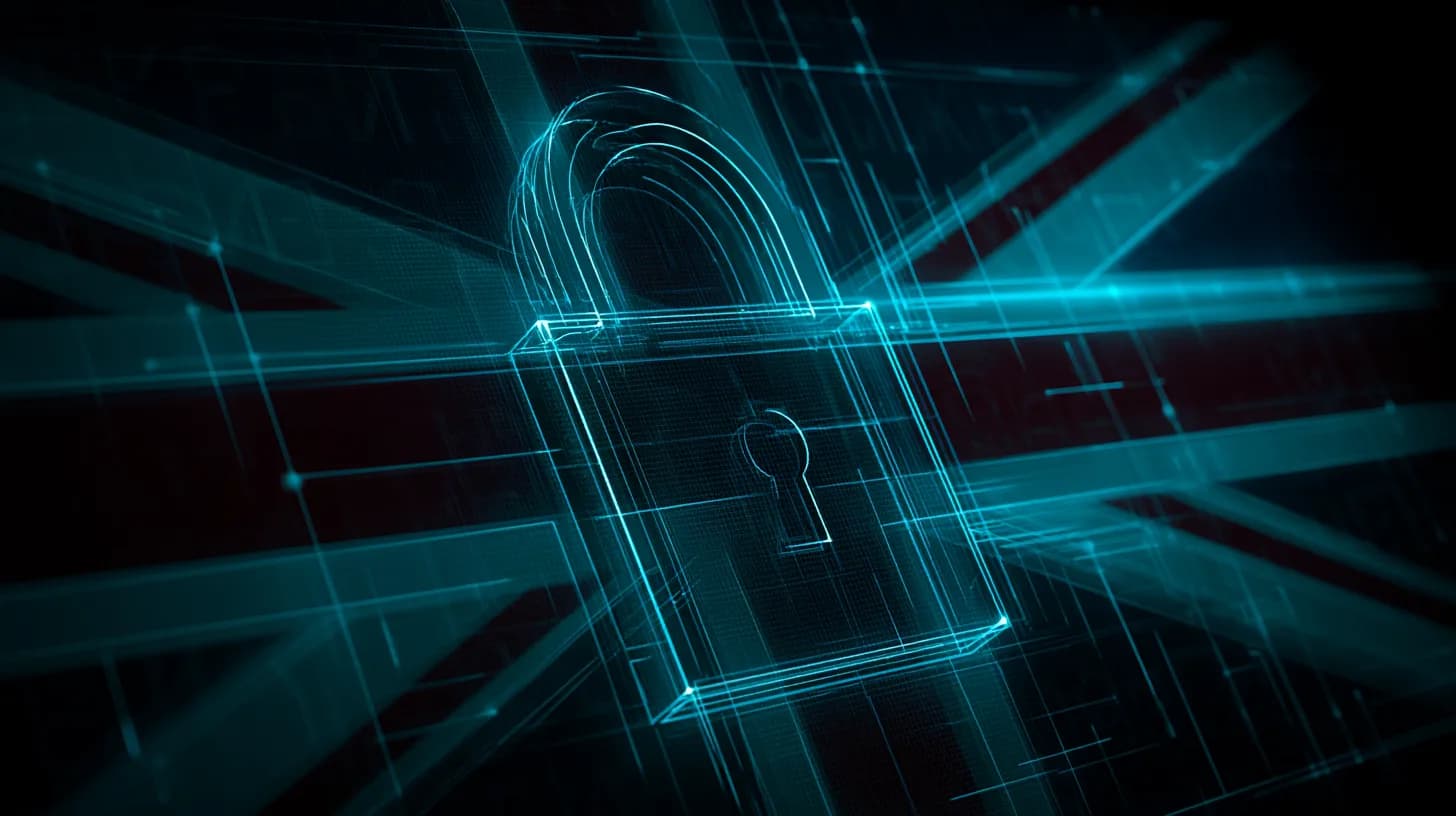 Union Jack with frozen padlock symbolizing UK sanctions on 18 crypto firms tied to Russia