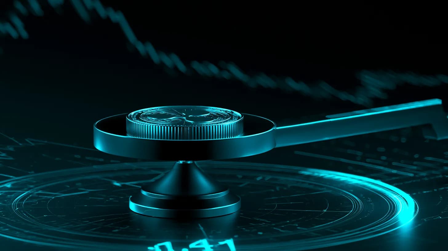 Silver XRP coin balanced on a tipping scale against a dark chart background marking the $1.41 resistance level